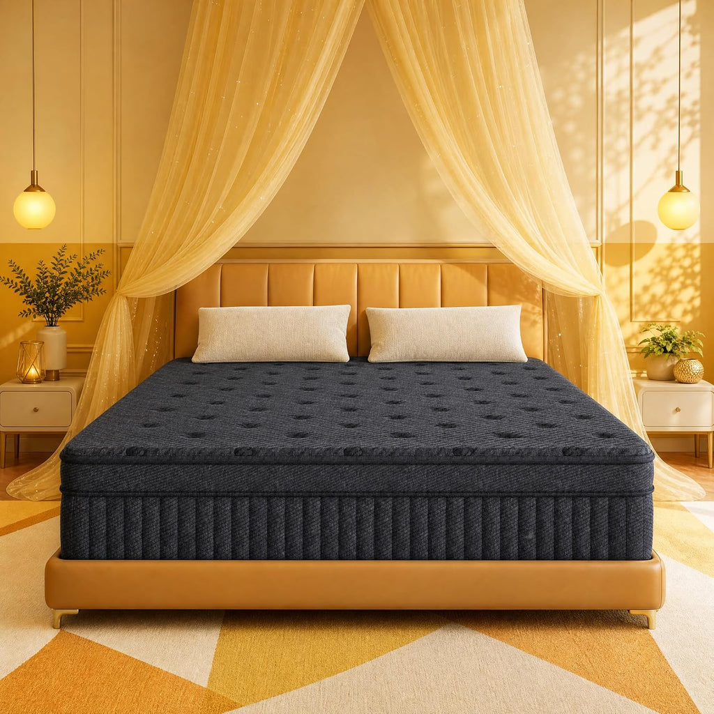Parpara 14 Inch King Hybrid Mattress, Medium Firm, Pocket Coils | Supportive, easy-to-turn design; quieter sleep with less transfer; reinforced structure enhances stability on bed frames