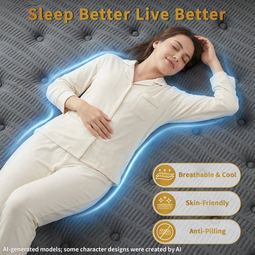 Parpara 12 Inch King Hybrid Mattress, Medium Firm, Pocket Coils | Supportive, easy-to-turn design; quieter sleep with less transfer; reinforced structure enhances stability on bed frames