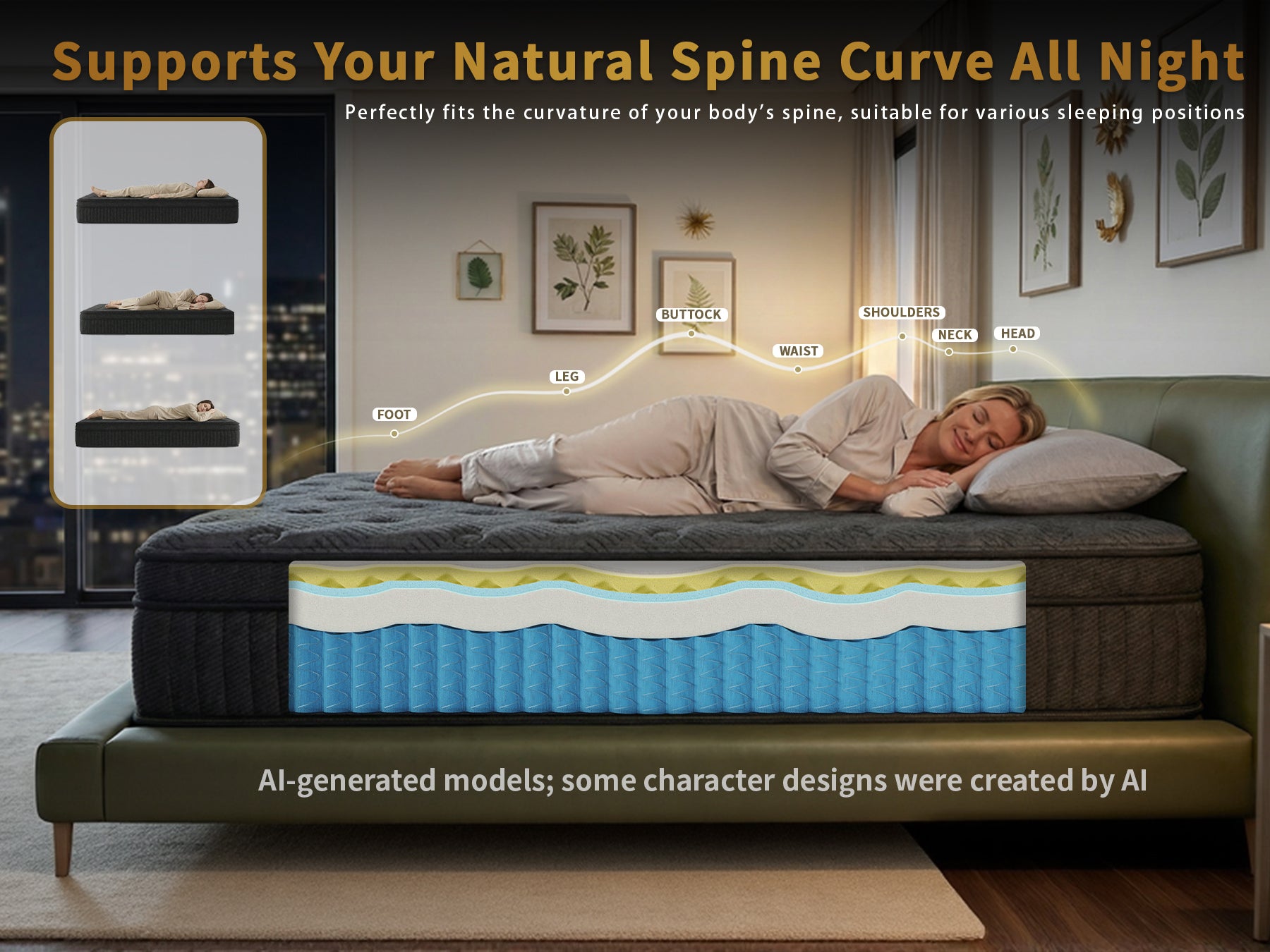 Parpara 12" Full Mattress,Multi-Zone Pocket Spring Support,Medium Firm
