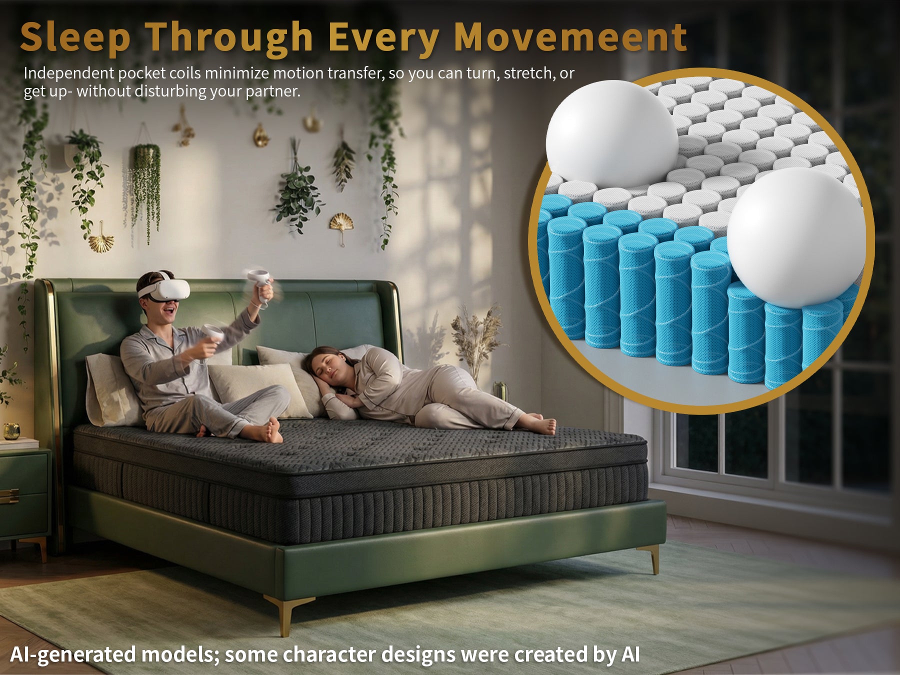 Parpara 12" Full Mattress,Multi-Zone Pocket Spring Support,Medium Firm