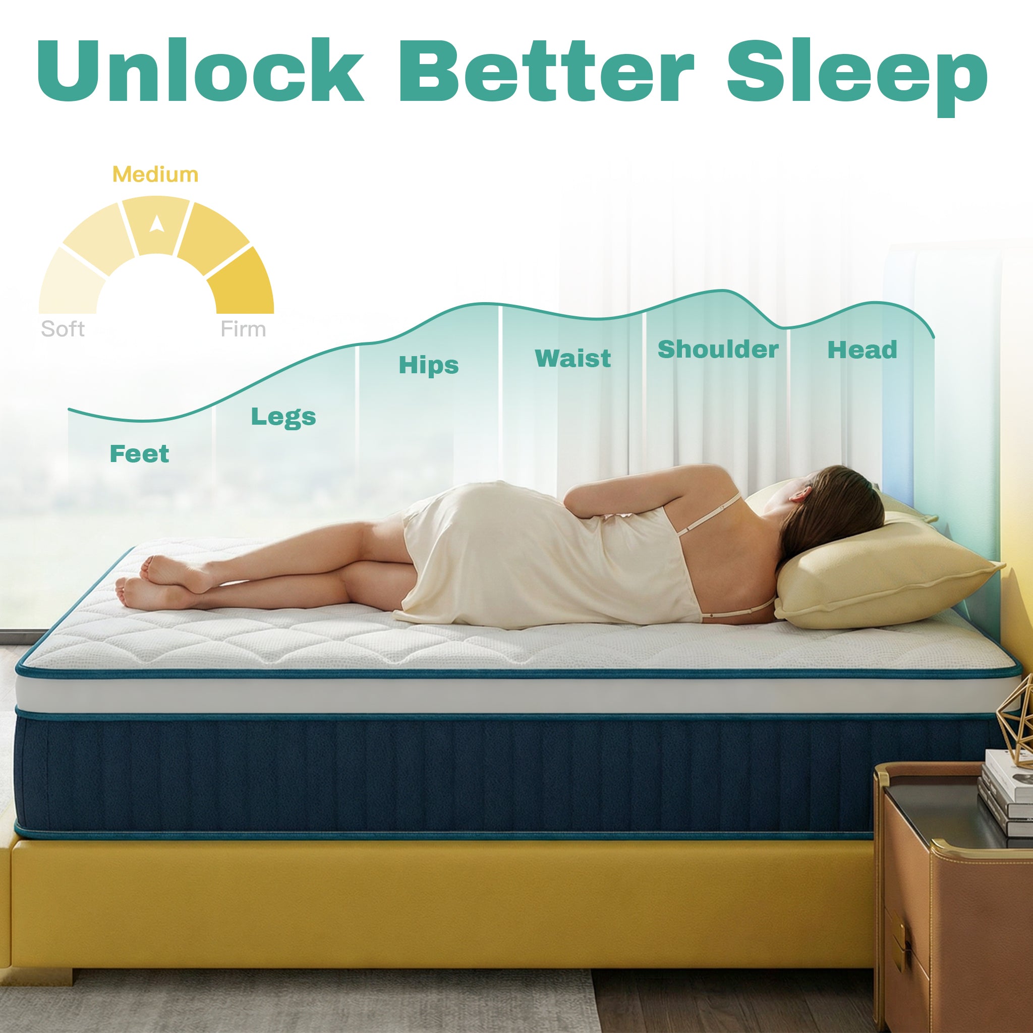 Parpara 12" Twin XL Mattress,Multi-Zone Pocket Spring Support,Medium Firm | Adaptive Medium-Firm Feel,Perfectly contours to every sleep position for instant pressure relief without sinking